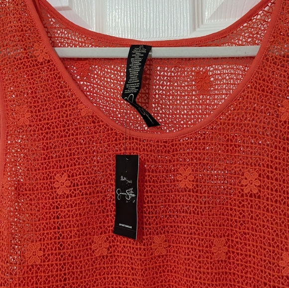 Jessica Simpson McKenna women's blouse sz 2X embroidery sleeveless hot coral - Picture 6 of 16